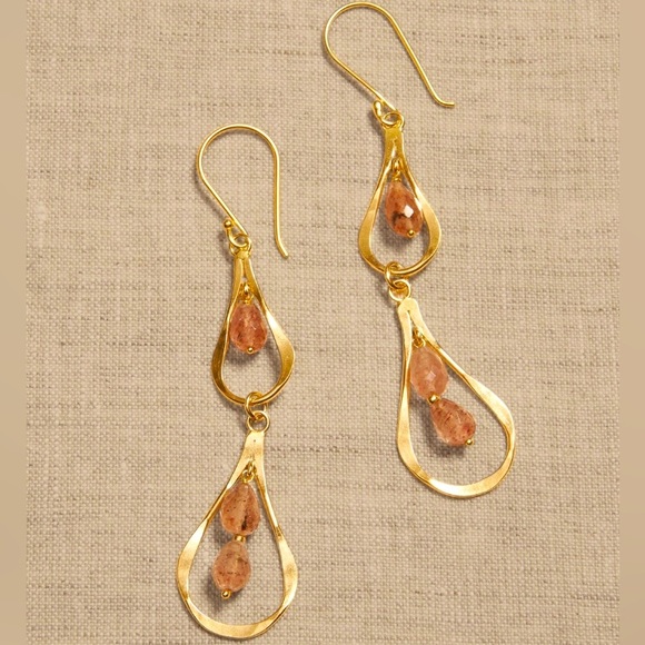 AUREUS + ARGENT Strawberry Red Pear Drop Stone Earrings - Picture 4 of 5